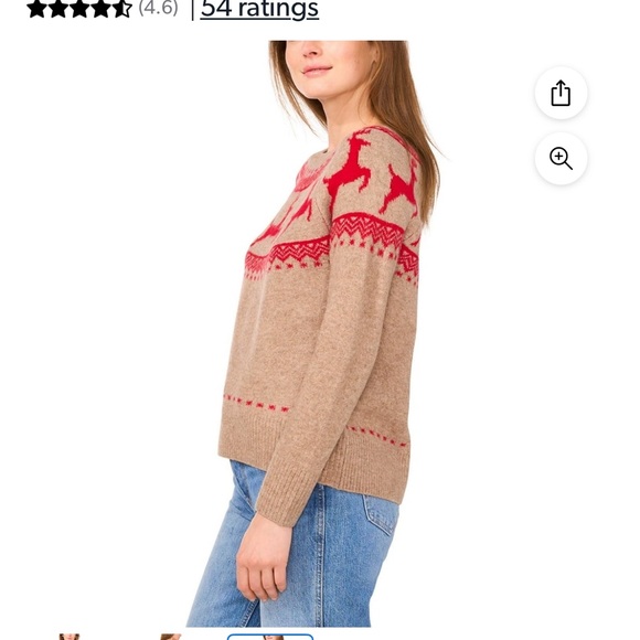 Ladies medium Vince Camuto sweater with reindeer 23pit pit - Picture 4 of 6